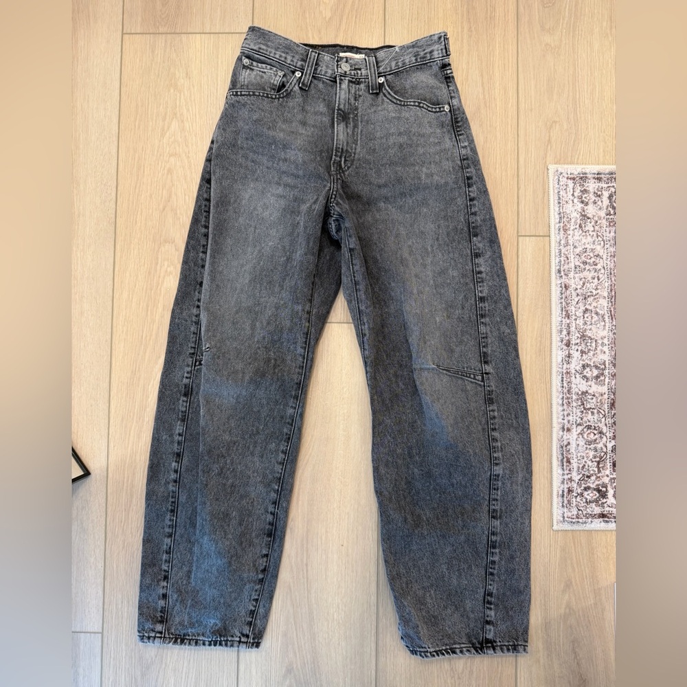 Levi’s Cinch Women’s Black Acid-Wash Barrel Jeans